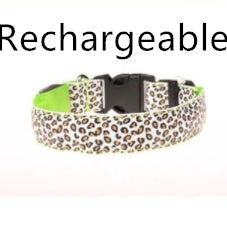 LED Dog Collar Safety Adjustable Nylon Leopard Pet Collar